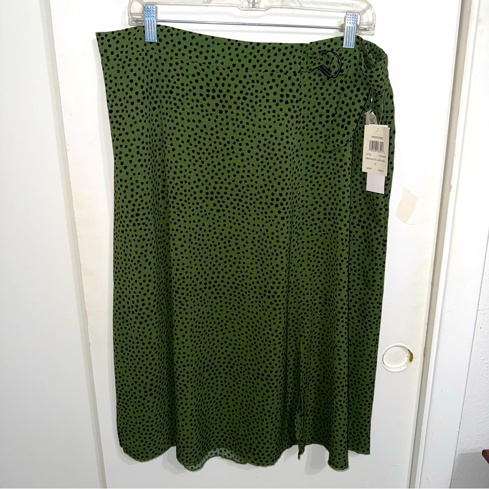 Green Polka Dot Midi Skirt NWT